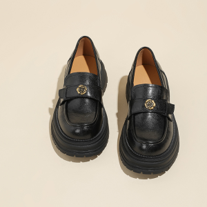 Thick-soled camellia loafers women's 2025